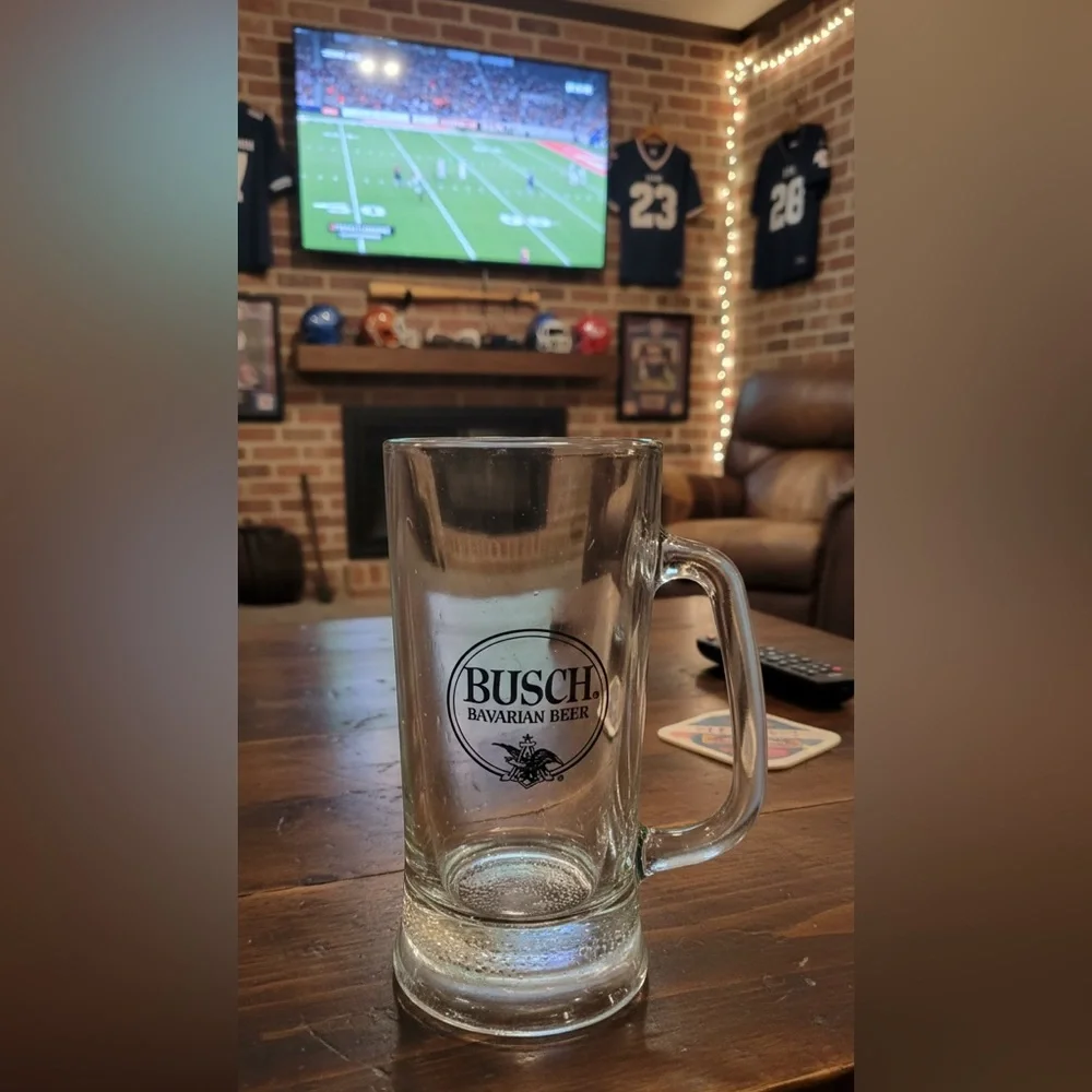 VINTAGE 1960s/70s Busch Bavarian Beer Heavy Glass Mug - Rare Eagle Logo